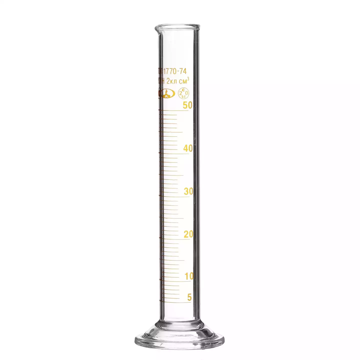 Цилиндр 1-50-2 с носиком и стеклянным основанием