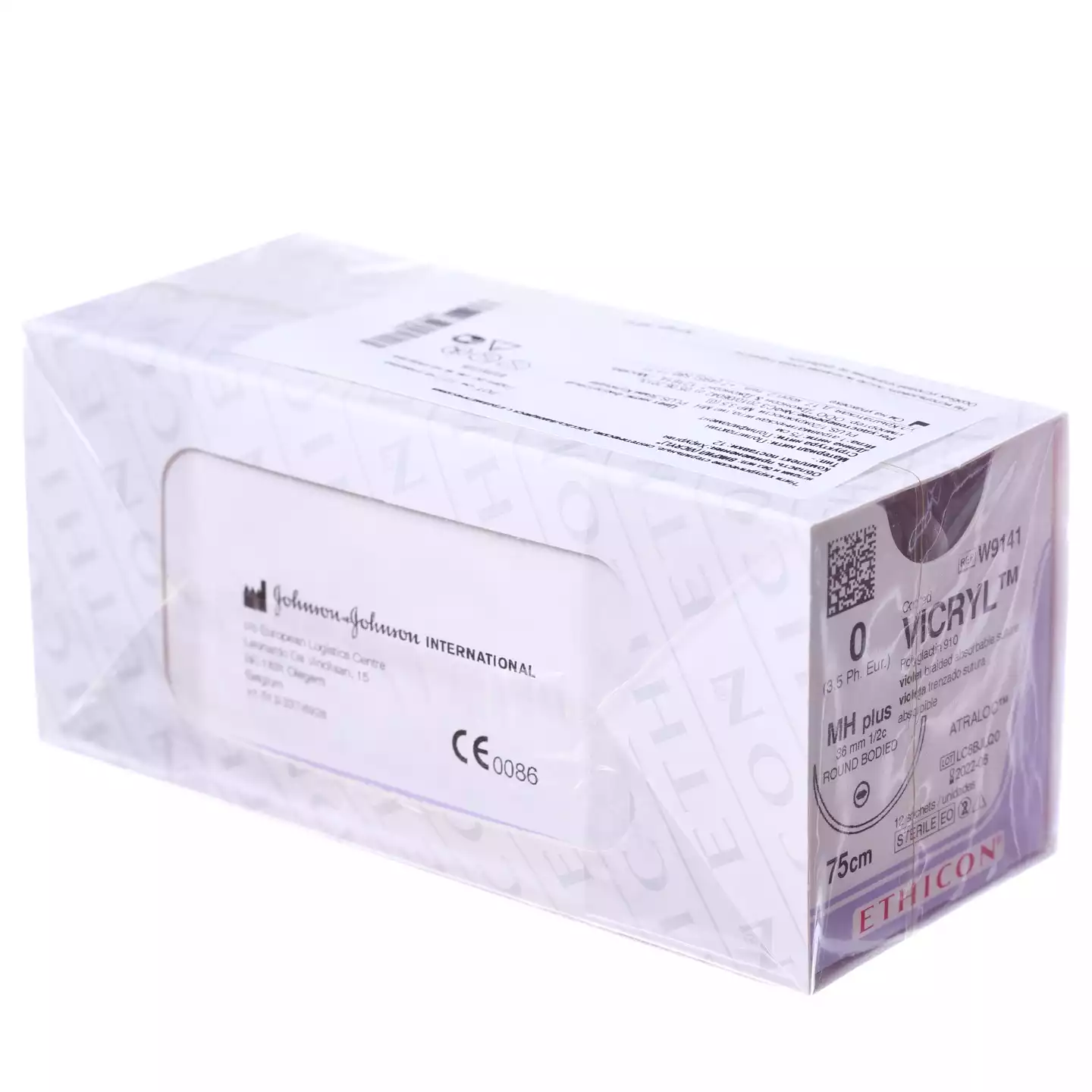 Викрил М3.5 (0) длина 75см, игла колющая MH PLUS 1/2 окружности 36мм, фиолетовый, упаковка 12шт, W9141