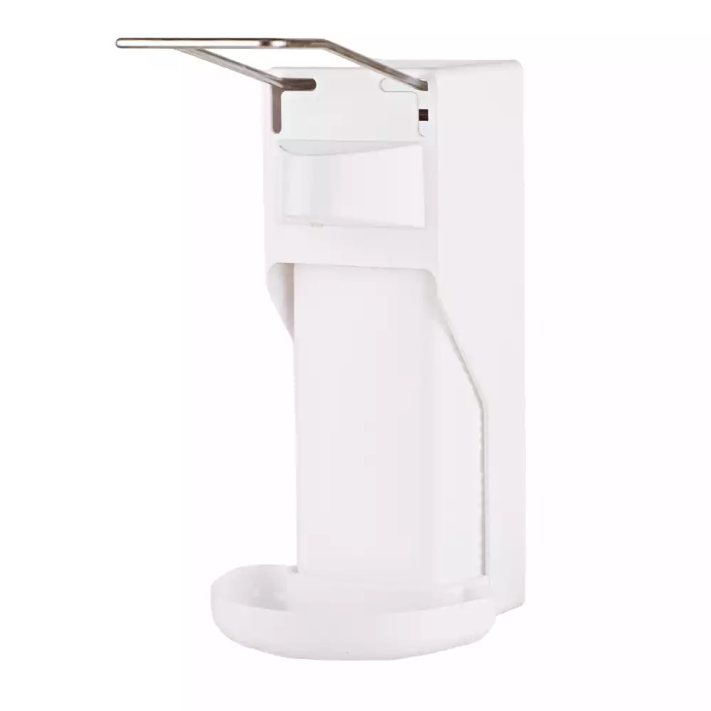 Дозатор локтевой МДУ-10 с металлической ручкой, в комплекте с бутылкой 1,0л, цвет - белый