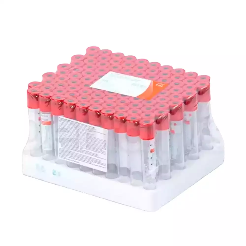 Пробирка вакуумная стеклянная, объем 9,0 мл, размер 16х100мм, без добавок (наполнителей), цвет крышки красный