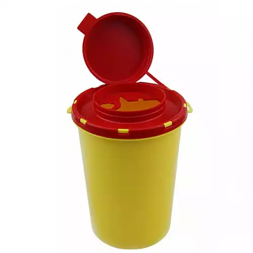 Емкость-контейнер для сбора острого инструментария (с иглосъемником), объем 0,5л (класс Б), желтая, одноразовая